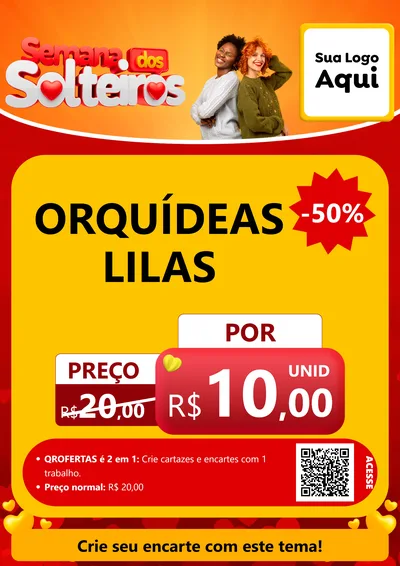 Modelo de Cartaz para Cartaz A4 Vertical com o tema Semana dos Solteiros para Floricultura e jardim