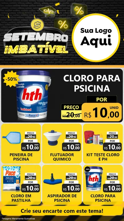 Modelo de Rede Social para Stories com o tema Setembro Imbatível para Produtos para Piscina