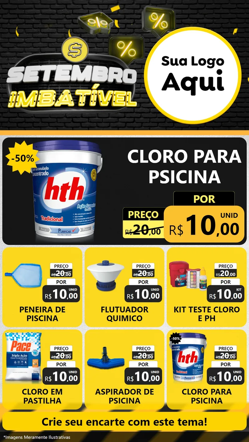 Modelo de Rede Social para Stories com o tema Setembro Imbatível para Produtos para Piscina