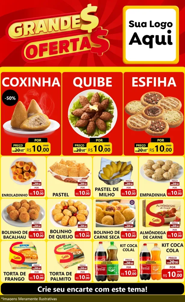Modelo de Encarte para Encarte Grande com o tema Grandes Ofertas para Salgadaria
