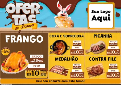 Modelo de Encarte para Encarte A4 Horizontal com o tema Ofertas de Páscoa para Assados