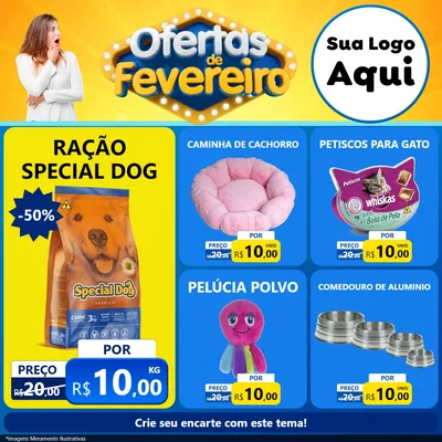 Modelo de Rede Social para Feed Facebook com o tema Ofertas de Fevereiro para Pet Shop