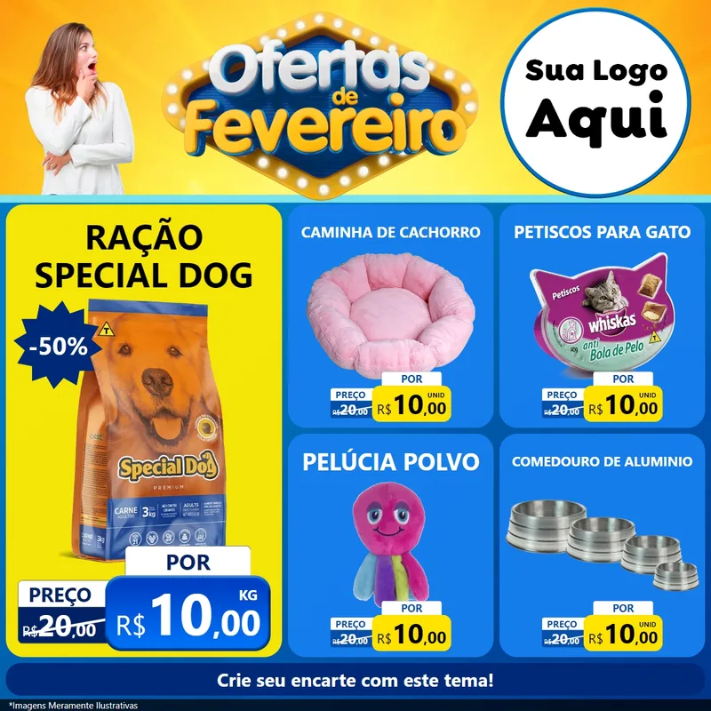 Modelo de Rede Social para Feed Facebook com o tema Ofertas de Fevereiro para Pet Shop