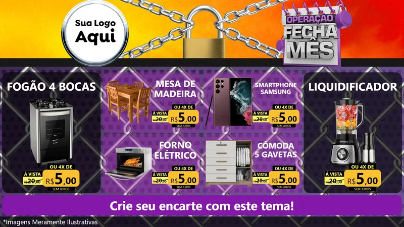 Modelo de TV para TV Horizontal com o tema Operação Fecha Mês para Móveis e Eletro
