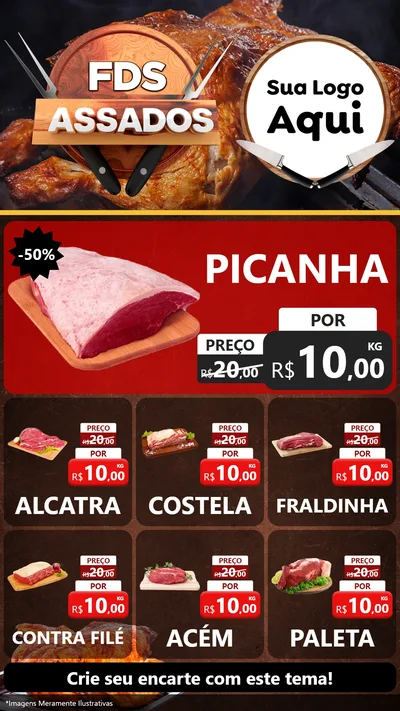 Modelo de Rede Social para Stories com o tema Fim de Semana dos Assados para Açougue