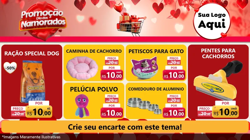 Modelo de TV para TV Horizontal com o tema Promoção Dia dos Namorados para Pet Shop