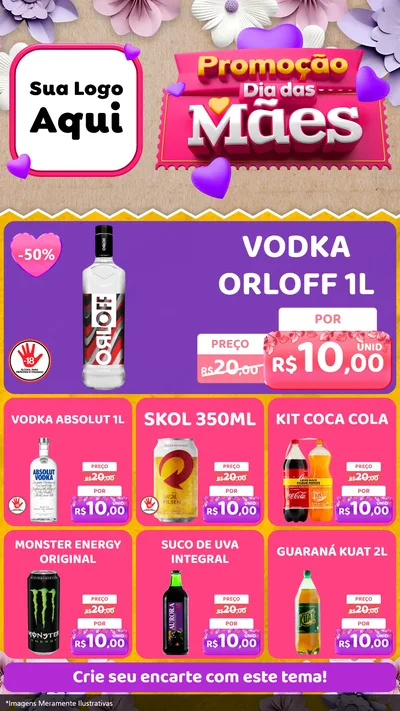 Modelo de Rede Social para Stories com o tema Promoção Dia das Mães para Distribuidora de bebidas