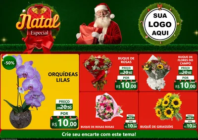 Modelo de Encarte para Encarte A4 Horizontal com o tema Natal Especial para Floricultura e jardim