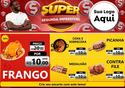 Modelo de Encarte para Encarte A4 Horizontal com o tema Super Segunda Imperdível para Assados