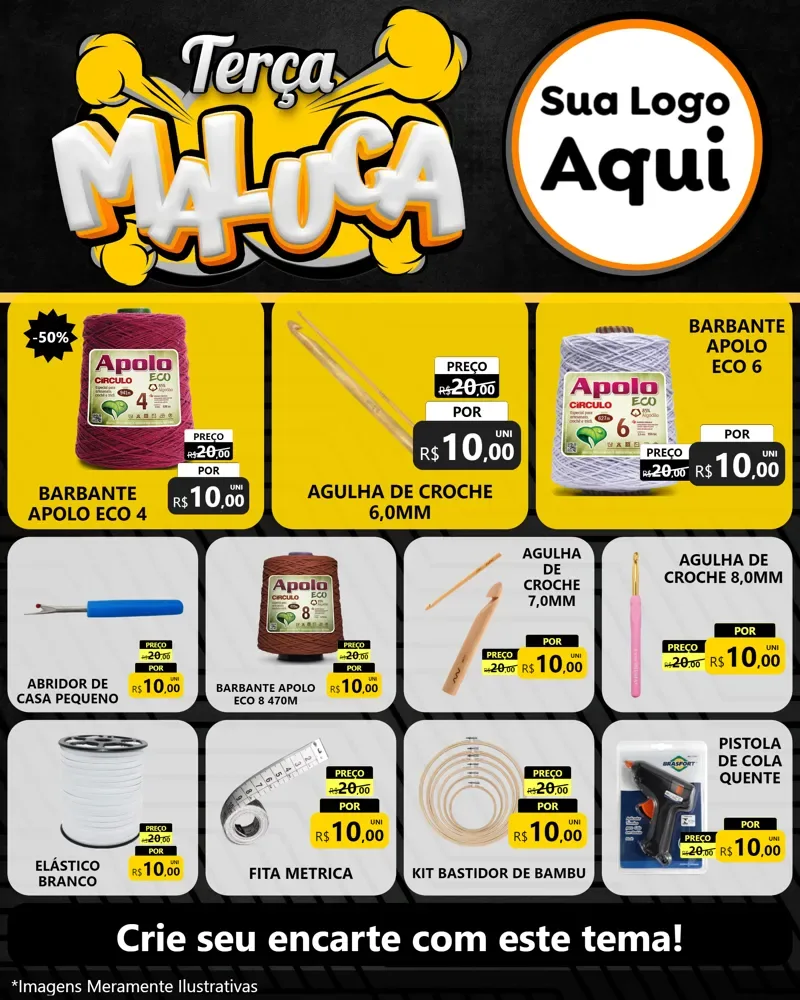 Modelo de Rede Social para Feed Instagram com o tema Terça Maluca para Armarinho e Aviamentos