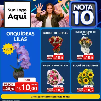 Modelo de Rede Social para Feed Facebook com o tema Nota 10 para Floricultura e jardim