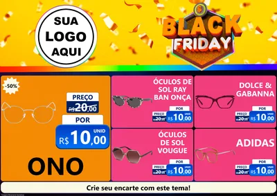 Modelo de Encarte para Encarte A4 Horizontal com o tema Black Friday para Óticas