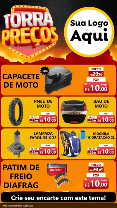 Modelo de TV para TV Vertical com o tema Torra Preços para Moto peças
