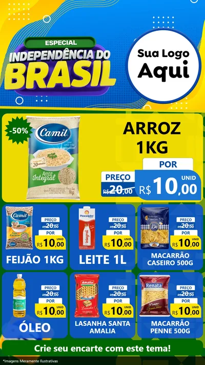 Modelo de Rede Social para Stories com o tema Especial Independência do Brasil para Supermercado