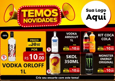 Modelo de Encarte para Encarte A4 Horizontal com o tema Temos Novidades para Distribuidora de bebidas