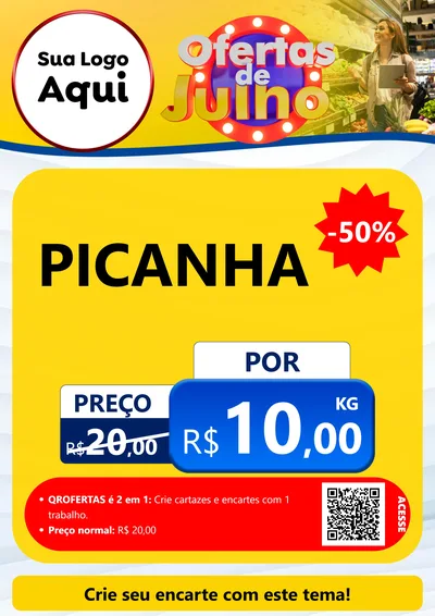 Modelo de Cartaz para Cartaz A4 Vertical com o tema Ofertas de Julho para Açougue