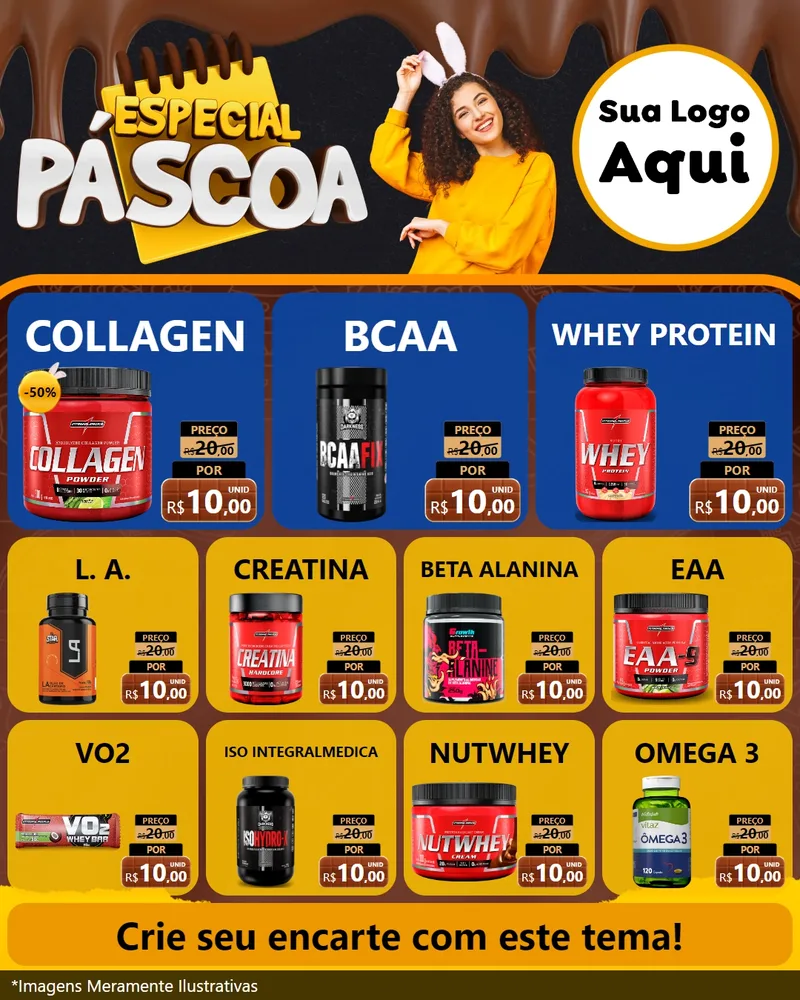 Modelo de Rede Social para Feed Instagram com o tema Especial Páscoa para Suplementos alimentares
