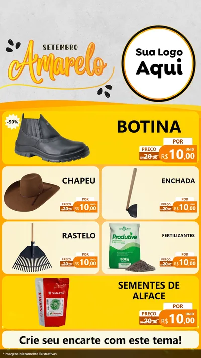 Modelo de TV para TV Vertical com o tema Setembro Amarelo para Agropecuária