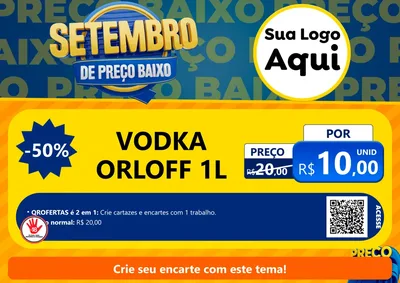 Modelo de Cartaz para Cartaz A4 Horizontal com o tema Setembro De Preço Baixo para Distribuidora de bebidas