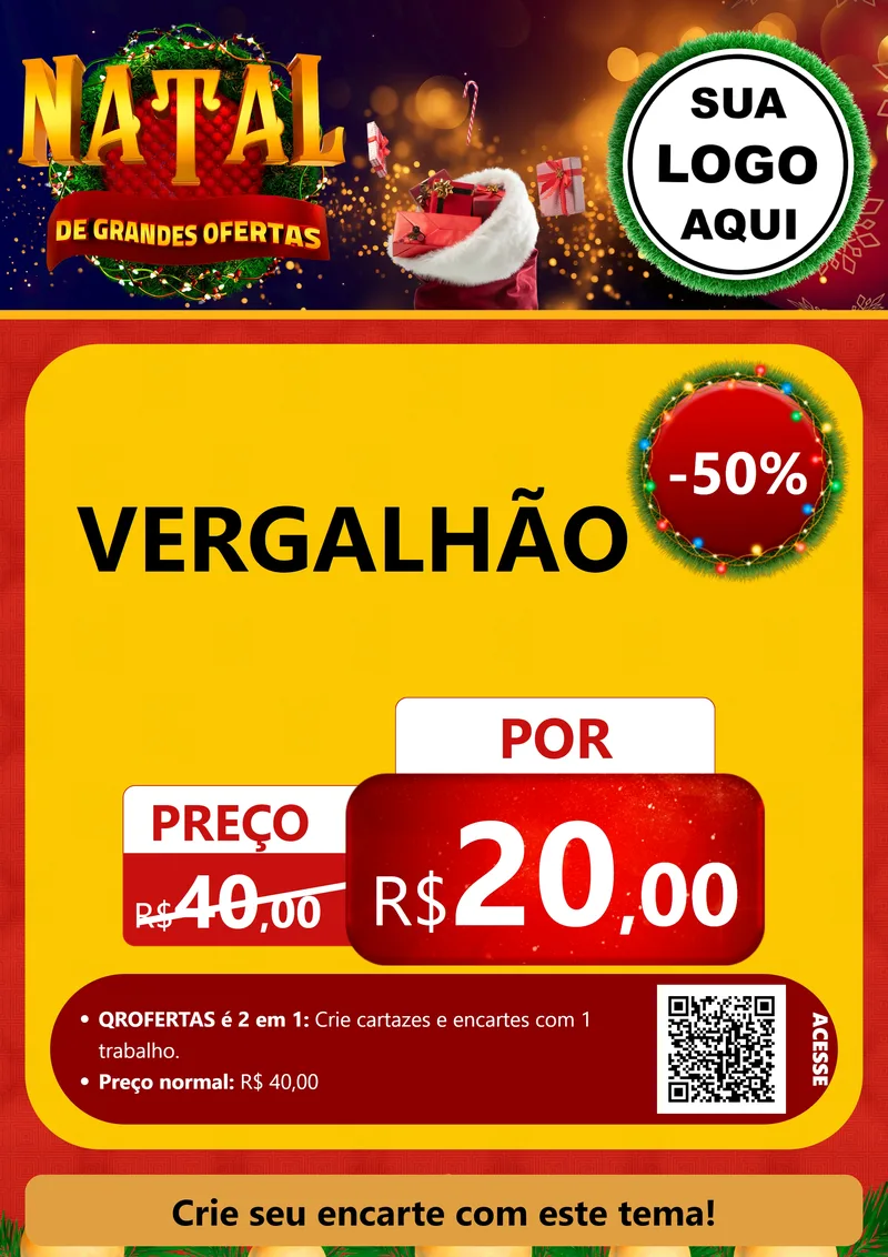 Modelo de Cartaz para Cartaz A4 Vertical com o tema Natal de Grandes Ofertas para Ferragens