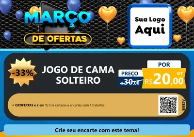 Modelo de Cartaz para Cartaz A4 Horizontal com o tema Março de Ofertas para Cama, Mesa e Banho