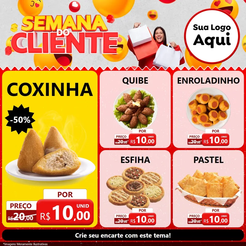 Modelo de Rede Social para Feed Facebook com o tema Semana do Cliente para Salgadaria
