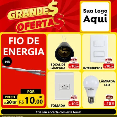 Modelo de Rede Social para Feed Facebook com o tema Grandes Ofertas para Materiais Elétricos