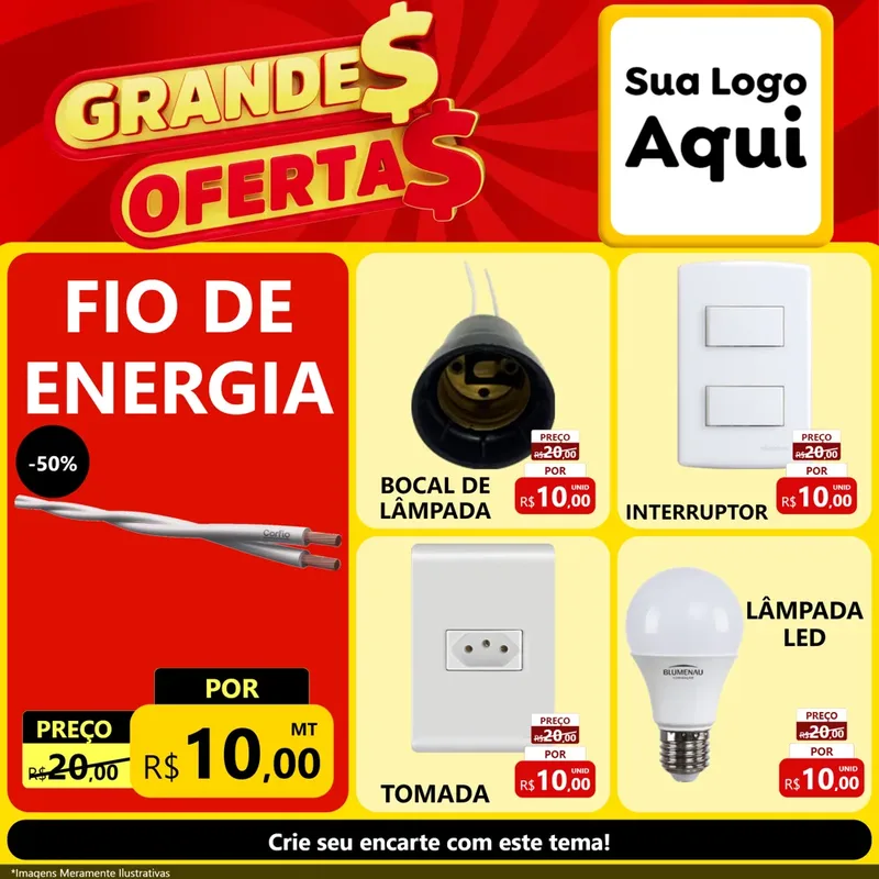 Modelo de Rede Social para Feed Facebook com o tema Grandes Ofertas para Materiais Elétricos