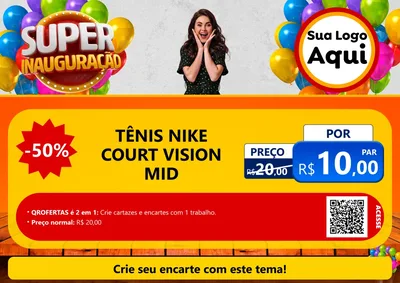 Modelo de Cartaz para Cartaz A4 Horizontal com o tema Super Inauguração para Calçados