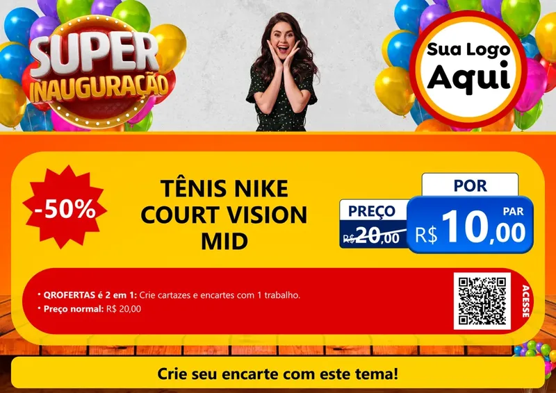 Modelo de Cartaz para Cartaz A4 Horizontal com o tema Super Inauguração para Calçados