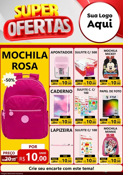 Modelo de Encarte para Encarte A4 Vertical com o tema Super Ofertas para Papelaria
