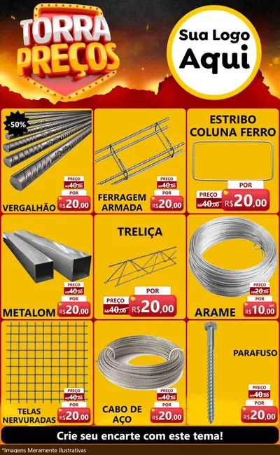 Modelo de Encarte para Encarte Grande com o tema Torra Preços para Ferragens