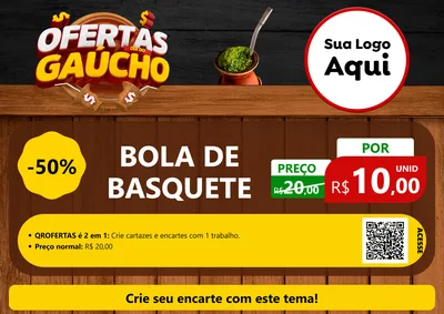 Modelo de Cartaz para Cartaz A4 Horizontal com o tema Ofertas Dia do Gaúcho para Artigos Esportivos