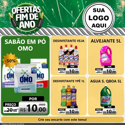 Modelo de Rede Social para Feed Facebook com o tema Ofertas Fim de Ano para Produtos de Limpeza