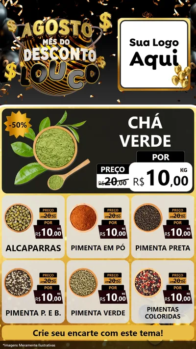 Modelo de Rede Social para Stories com o tema Agosto Mês do Desconto Louco para Produtos Naturais