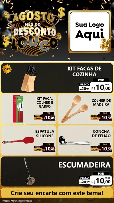 Modelo de TV para TV Vertical com o tema Agosto Mês do Desconto Louco para Utilidades Domésticas