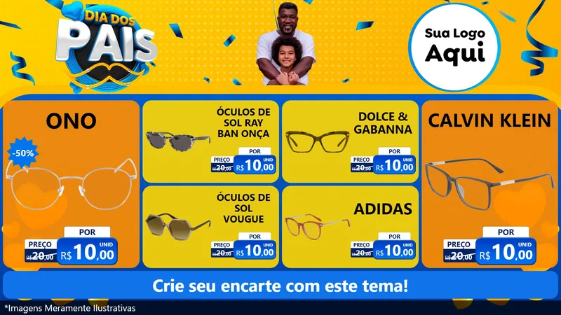 Modelo de TV para TV Horizontal com o tema Dia dos Pais para Óticas