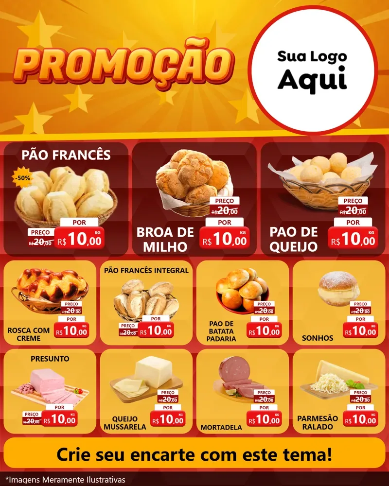Modelo de Rede Social para Feed Instagram com o tema Promoção para Padaria