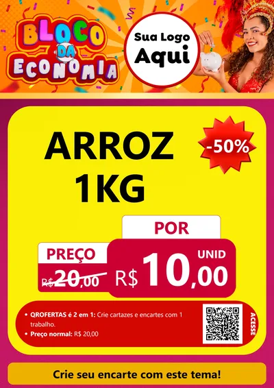 Modelo de Cartaz para Cartaz A4 Vertical com o tema Bloco da Economia para Supermercado