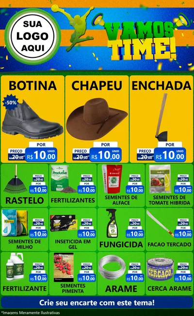 Modelo de Encarte para Encarte Grande com o tema Vamos Time! para Agropecuária