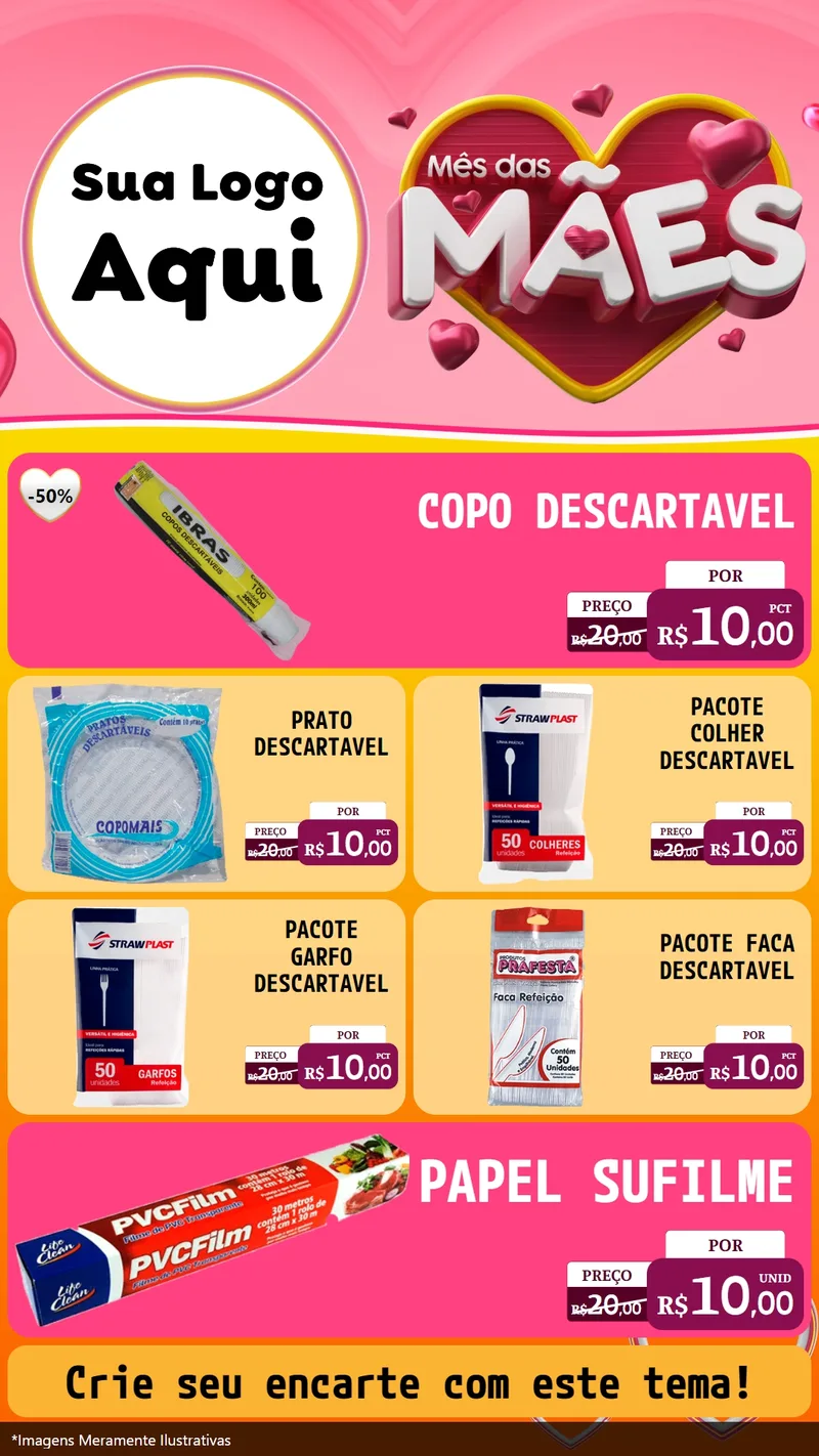 Modelo de TV para TV Vertical com o tema Mês das Mães para Embalagens
