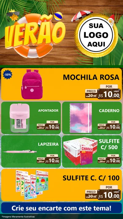 Modelo de TV para TV Vertical com o tema Verão para Papelaria