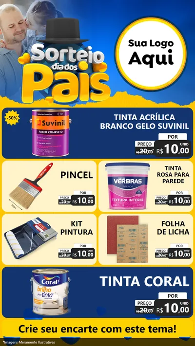 Modelo de TV para TV Vertical com o tema Sorteio Dia Dos Pais para Tintas e Ferramentas