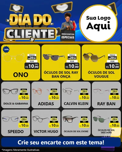 Modelo de Rede Social para Feed Instagram com o tema Dia Do Cliente para Óticas
