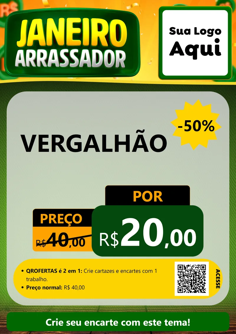 Modelo de Cartaz para Cartaz A4 Vertical com o tema Janeiro Arrasador para Ferragens