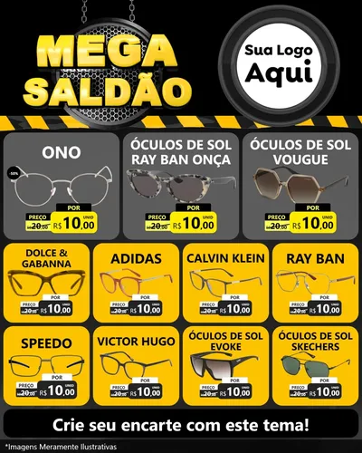 Modelo de Rede Social para Feed Instagram com o tema Mega Saldão para Óticas