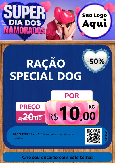Modelo de Cartaz para Cartaz A4 Vertical com o tema Super Dia dos Namorados para Pet Shop