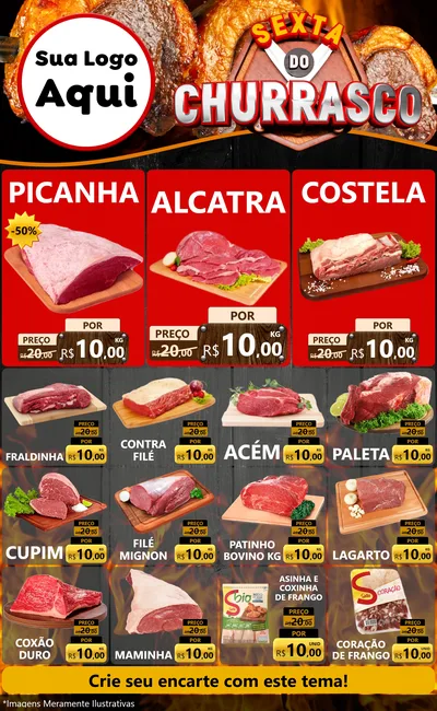 Modelo de Encarte para Encarte Grande com o tema Sexta do Churrasco para Açougue