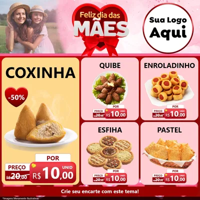 Modelo de Rede Social para Feed Facebook com o tema Feliz Dia Das Mães para Salgadaria