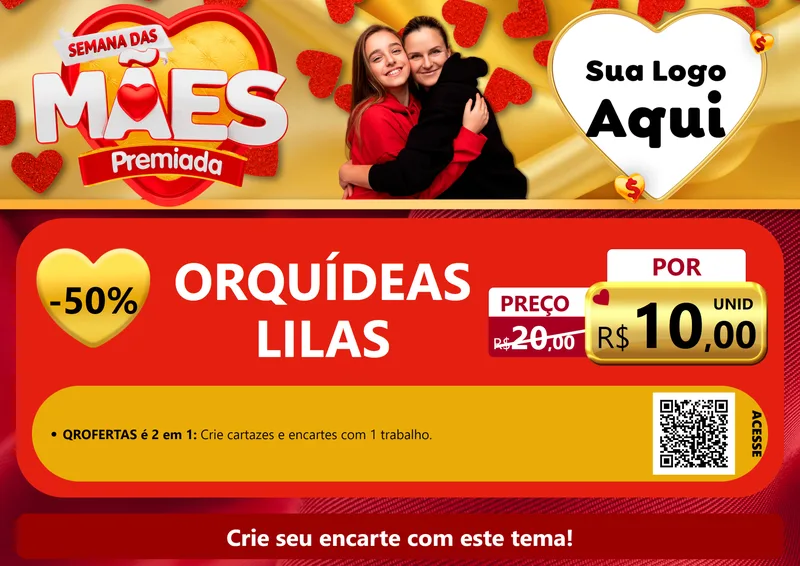 Modelo de Cartaz para Cartaz A4 Horizontal com o tema Semana das Mães Premiada para Floricultura e jardim
